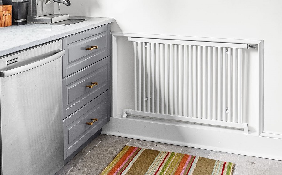 radiator installed in kitchen