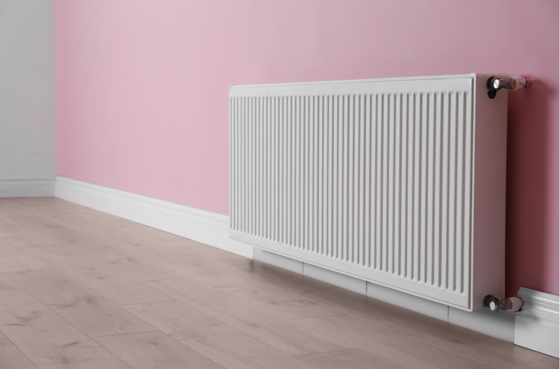 radiator on pink wall