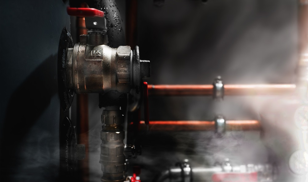 smoke and steam in a boiler room