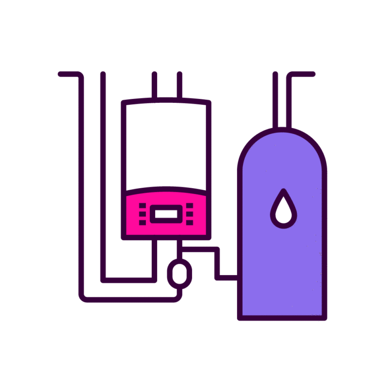 system boiler diagram with hot water tank