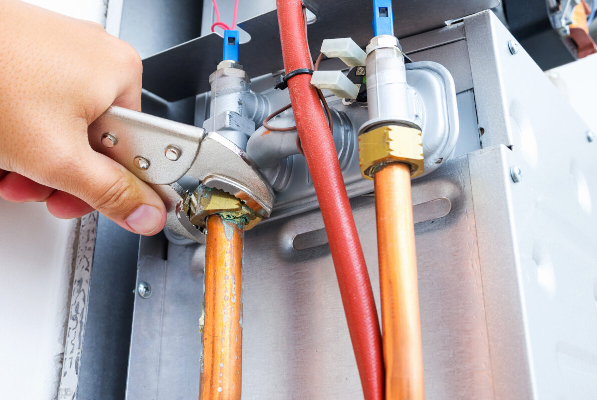 boiler being repaired